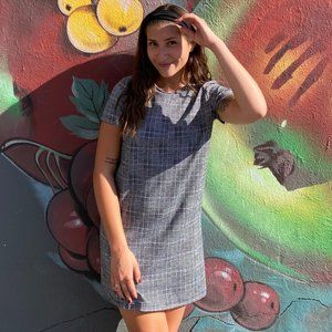 B&W Plaid T-Shirt Dress
